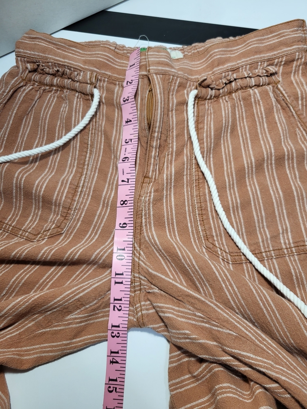 Anthropologie Tan & White Striped Drawstring Joggers with Pockets - Picture 6 of 11